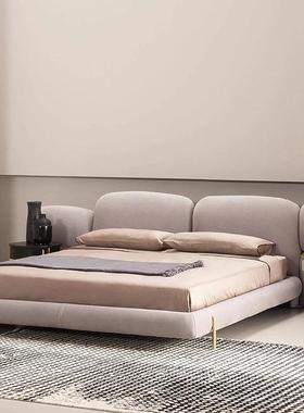 b卧axtr床式轻奢主猫WZD抓布绒布双人床豪宅设计e意师网红科技布