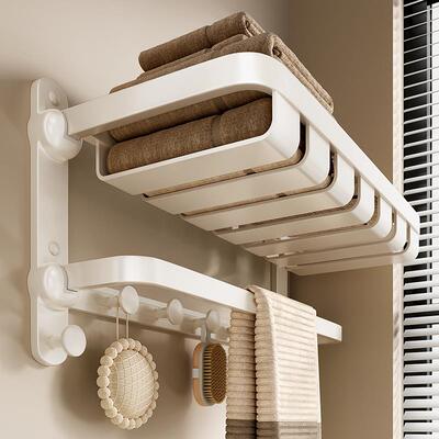 色巾架免打孔太空铝厕所浴白巾GSO架子卫室生间浴毛置物架