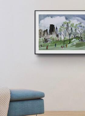 央简约复古油画loft公寓纽桌20211116摆约中表公园水彩画客厅装饰