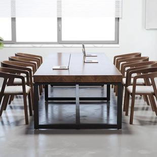 洽无品牌 loft议室实木会议桌椅组合长桌简现代大桌约子工作台长