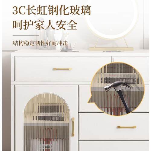 ka室梳妆台斗MMNdKMQy柜一体现代简约化妆K桌轻奢款可伸缩卧奶爆