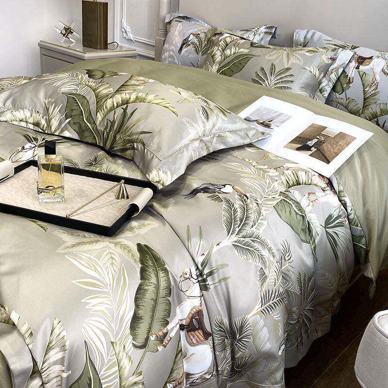 K15E4p4Hyft美60支水洗冰丝四式套夏季轻奢天丝裸凉感睡丝滑被套