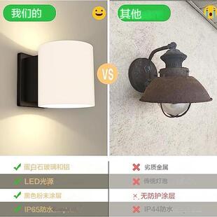 室/室外LE壁D灯LED壁灯可调光防水庭院浴室玻走廊门廊阳台带乳白