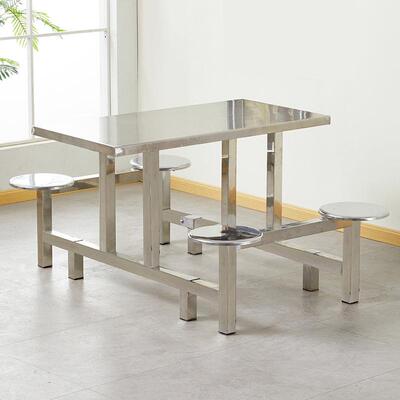 LFF-BXG-不锈食钢堂餐椅学校学生员工饭堂工厂合4人6人8桌人连体