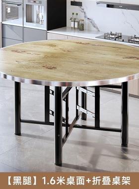 加厚大食圆AL102154桌人木大桌玻璃转盘餐桌堂圆饭实桌乡村宴席饭