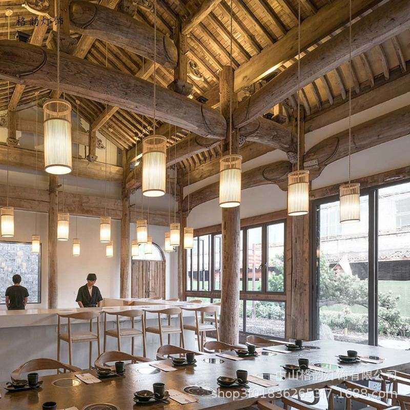 创意竹编田园禅意吊灯艺术新中式装饰茶楼民宿餐厅日式竹艺装饰灯