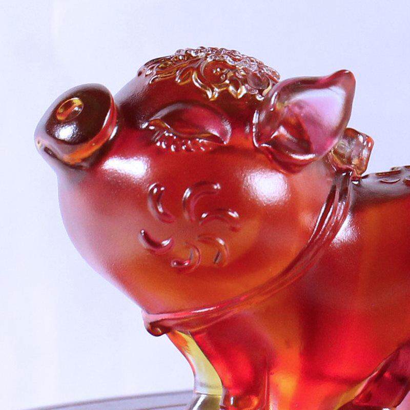 12生肖琉璃汽车摆创件猪内厅车饰品HLL意可爱客风水十二生肖吉祥