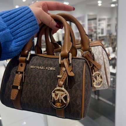 香港直邮正品MK女包经典Bedford老花真皮手提斜挎包百搭送女友