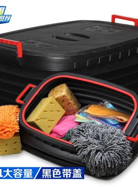 汽车用品 邦宁伸缩折叠后备箱收纳箱 多功能杂物桶 黑色带盖60L