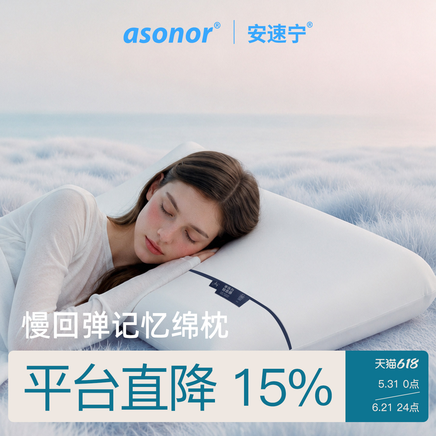 asonor安速宁记忆棉深睡枕护颈椎助眠侧睡棉芯四季成人男女送礼物