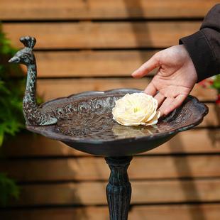 院美式乡村雀开屏烛墅台喂鸟器喂食器孔花园6.3孔雀别庭摆件花架