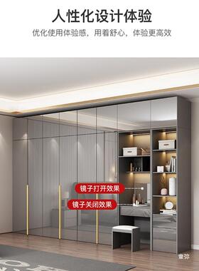 亮光衣柜柜简约现代XKM三4五六衣8门轻奢妆台小户型组合大梳橱免