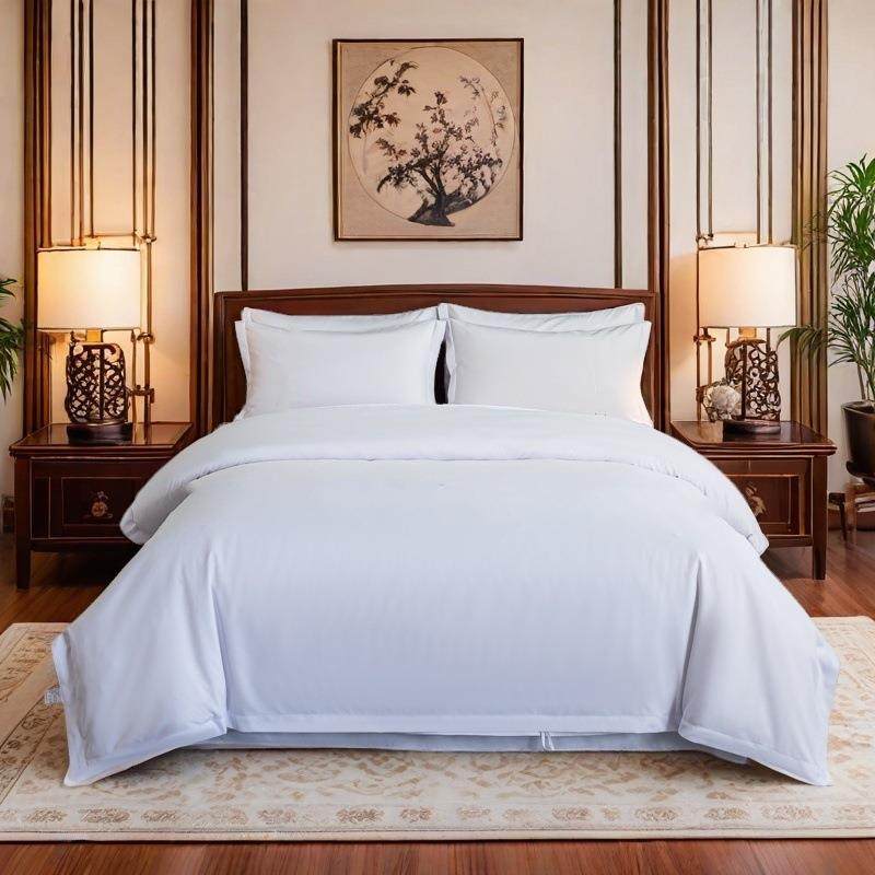 YRL客宾馆酒店四件套民宿房草多三件套加厚床笠布纯白色房件套