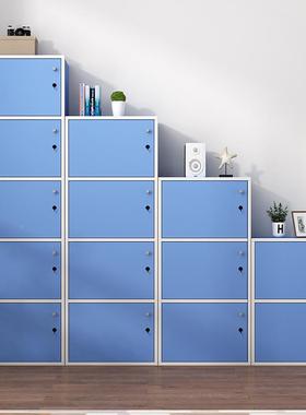 储I带锁AL101055木质小柜物柜自由组合落地儿子童书柜收2纳置物柜