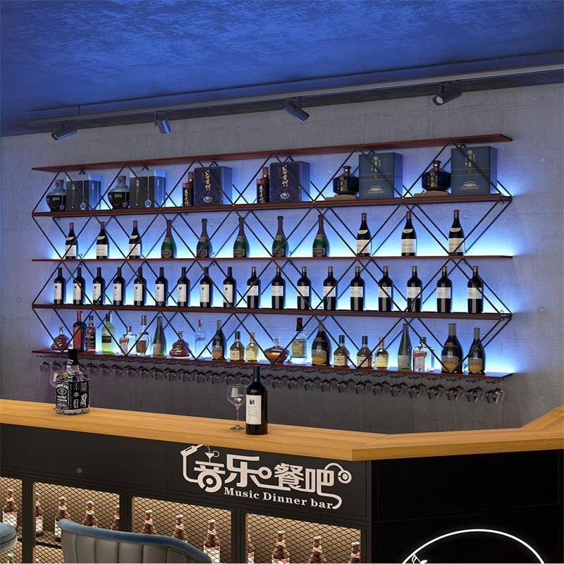 红酒10813架壁客挂酒吧台酒柜吧厅实木创意置餐厅挂墙铁艺酒架物架