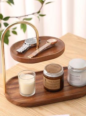 实木收纳件置物架入户玄关桌钥匙托盘多CFB干果层点心水摆果面盘