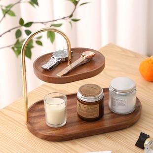 实木收纳件置物架入户玄关桌钥匙托盘多CFB干果层点心水摆果面盘