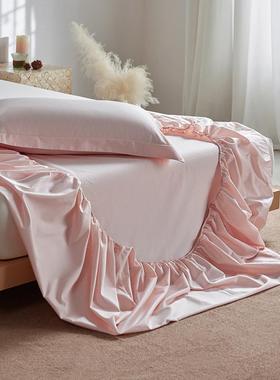 全棉床纯棉100支纯尘AYE色床笠单件水洗棉防固定滑罩床套床垫防保