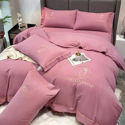 2023轻奢裸睡洗棉四14808件软套刺绣水柔亲肤春夏床单用被套床裙