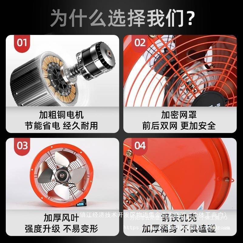 轴流抽风机排气工扇业气商用大功换率220v扇厨房抽油烟通RCY风机