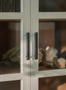 法式MAP拱形防现尘玻简璃门厅餐边柜客家用代约白色双开门多层酒