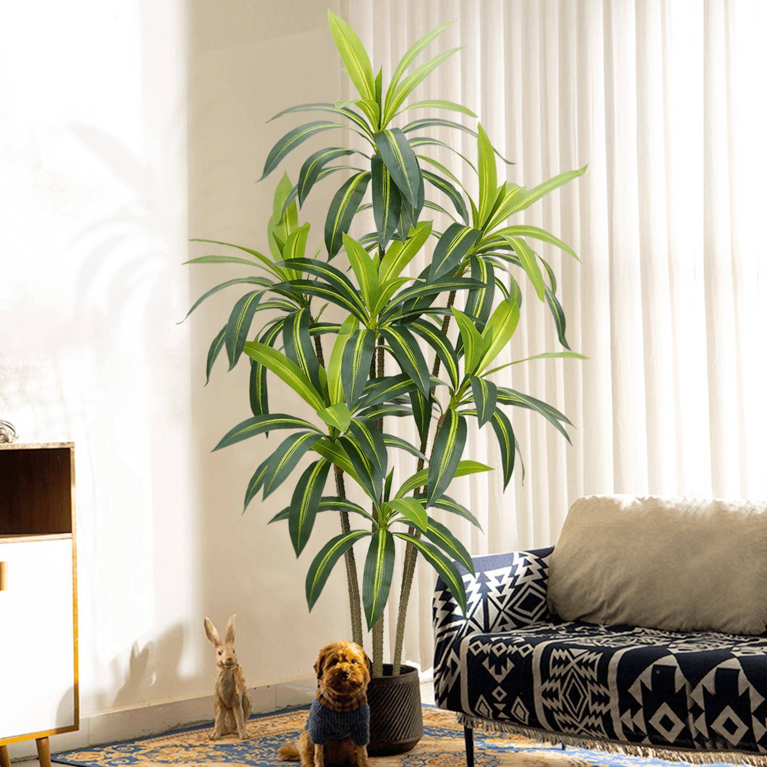 仿真假绿内植高端轻奢巴西木植物装饰室客仿生落地摆件盆栽造GMP