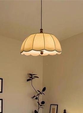 法的guang式印花卧布艺室古吊灯奶油风餐厅灯g中vintae日式原木风