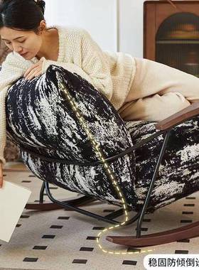 懒人沙椅发逍遥简人约水墨风单懒摇椅家用阳台复古休闲人靠背TOX