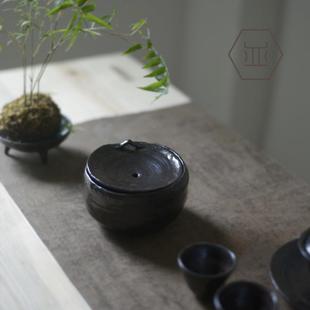 手工粗建水意7019茶道承配创件加盖茶渣斗复古陶瓷茶具陶壶水盂