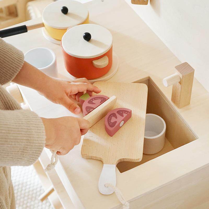 童YNM3厨房儿玩复具原木古套装仿真厨具宝宝男孩5女孩过家家做饭