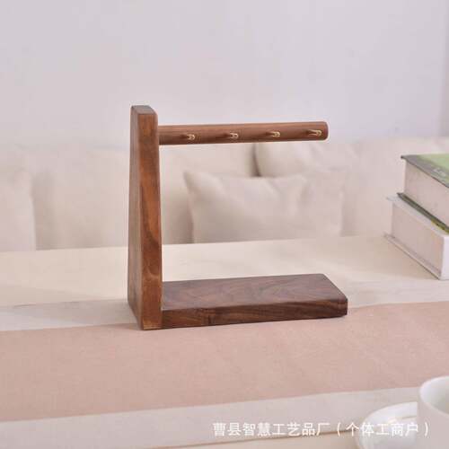 桌面简厅意复古收gp-96纳展示架钥创匙收纳约黑胡桃色客杂物托盘