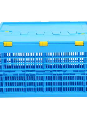 PP纯叠新料注塑折筐蓝色带盖500-30塑料叠大折筐加0厚500-300塑胶