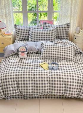 床生8168上四套套纯棉a类新款全棉床单被床笠清新儿童学宿舍三件