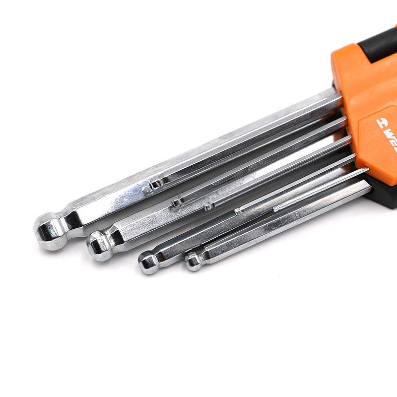 公钢制9钒件套制特长球头内8六角扳手套装铬钢工具ITD25B