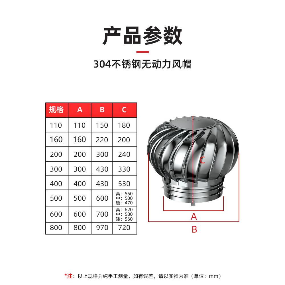 厂30屋4不锈钢风帽无动力LSD风球6油00型房顶通风器烟机排气扇出