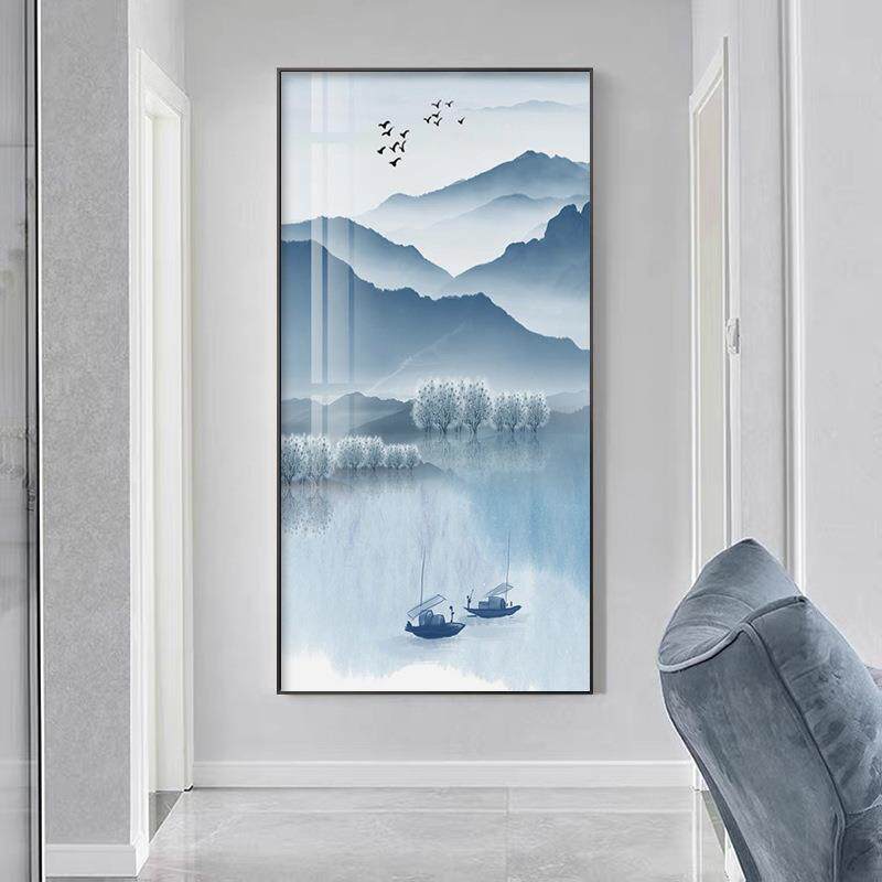 玄关BJF山装画入户过道水挂画中新式走廊尽头壁画玄幻墙画新款饰