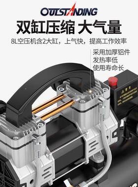 压机你220v木工音便携式气泵打无油静空气LLT空压缩迷机