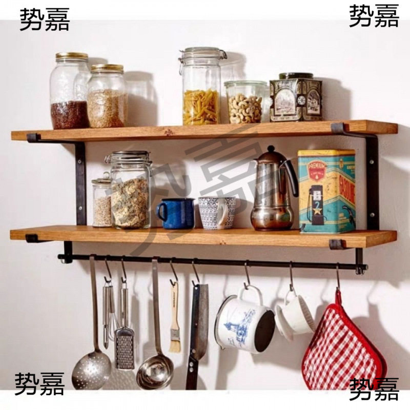 美式铁艺实木厨房壁挂调味架