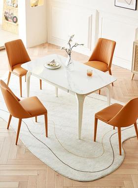 吉板与岩桌可伸缩奶油风可变圆RIT桌餐椅桌组合简约白色法餐式餐