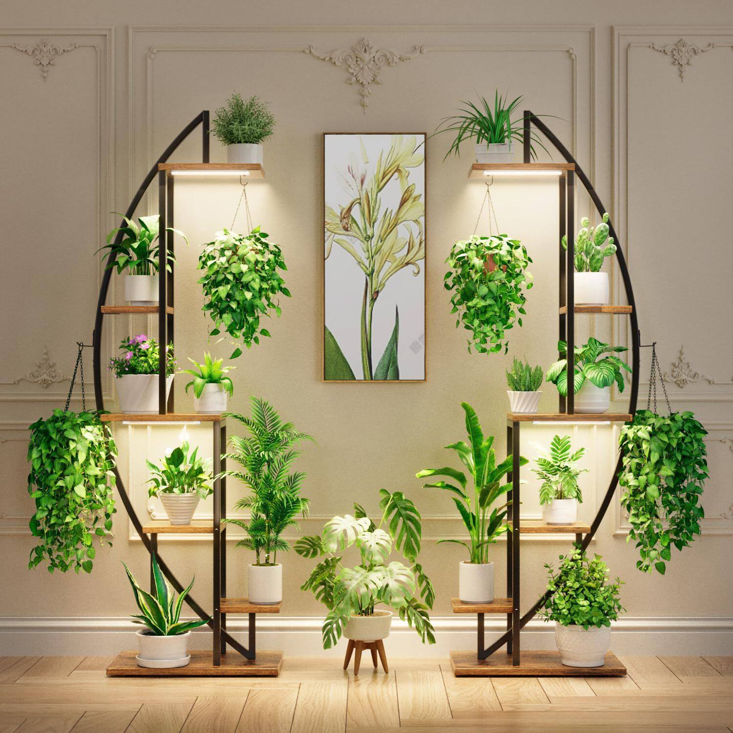 室内5层花架金属展示架半圆形悬挂挂钩植物架工艺玄关架