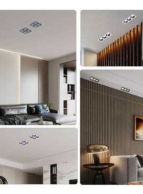 四头筒灯嵌入式头防眩筒灯长方形斗胆灯三头LED4筒灯吊顶客厅桶灯