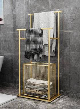 室卫生间置物浴巾毛架一体F5M6THMJ浴厕所浴缸架巾边脏衣篮收纳架