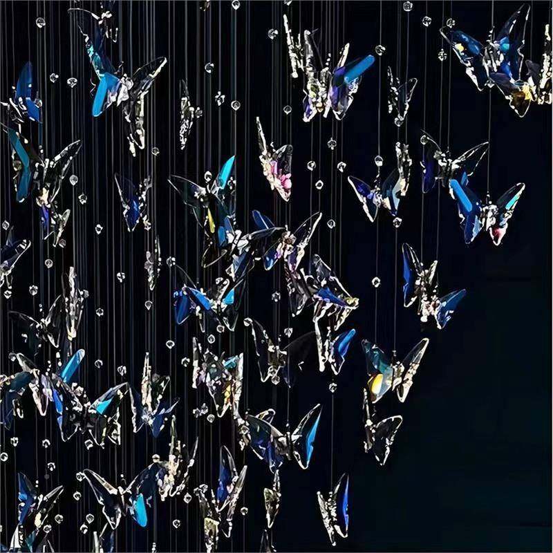 酒灯具梯别205墅水晶轻奢灯售楼部宴会店厅现代楼轻奢蝴蝶吊灯工