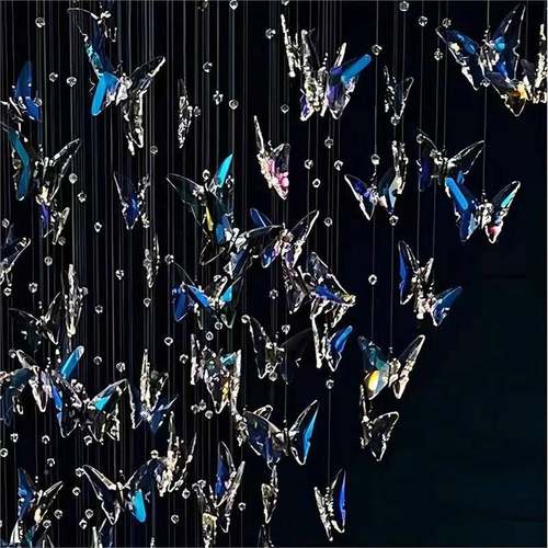 酒灯具梯别205墅水晶轻奢灯售楼部宴会店厅现代楼轻奢蝴蝶吊灯工