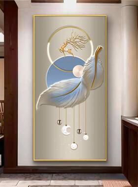 厅入户玄关饰画轻奢简约客走挂廊过道墙奶油风OCZ高档画正对装门