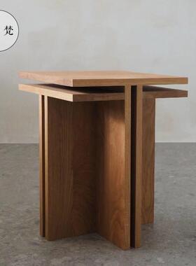 代现极简蜡木边白几方几酒店样板房设计师美式约简黑胡桃FEQ木方