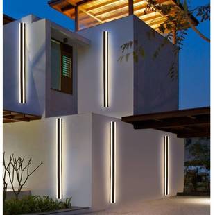 跨境壁灯防水太阳能别墅室外墙灯庭院灯现代极简长条led大门壁灯