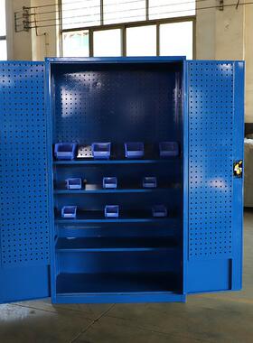 锁双开门五金车间抽屉式工柜铁储物蓝色车间用重型具多皮功能带零