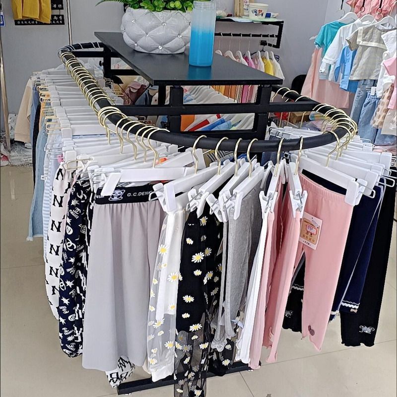 商场服装中岛双杠落地挂衣架