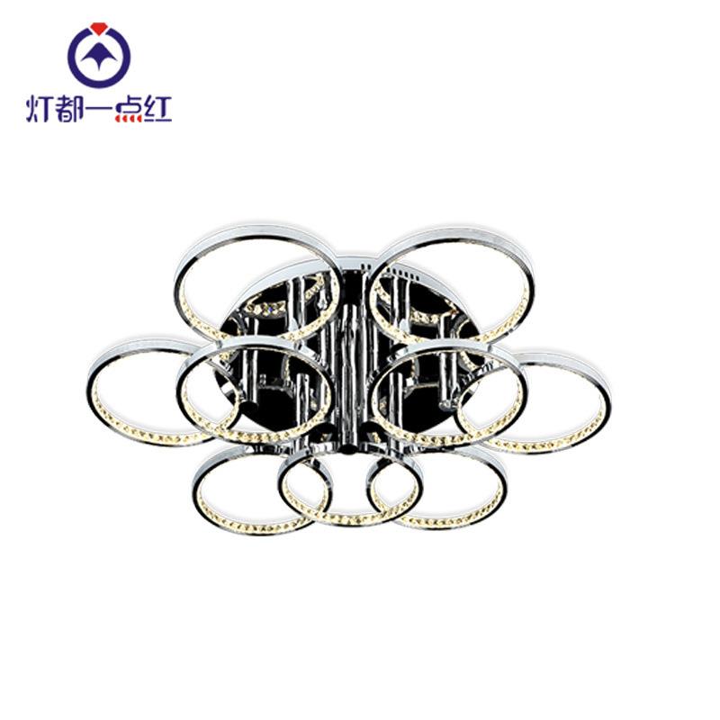 环形水晶吸顶灯8c形m圆形客厅灯都一点红环水灯晶0客厅311灯订制